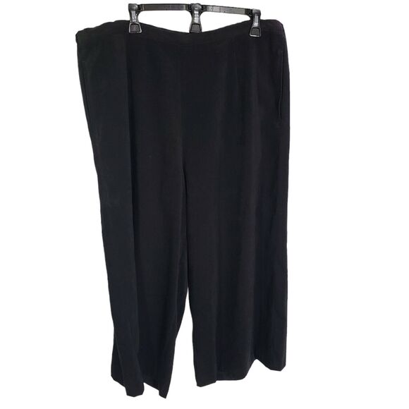 Susan Graver Women Crop Pants Size XL Moleskin Wide Leg Black Retro Flare A01263 - Picture 1 of 9